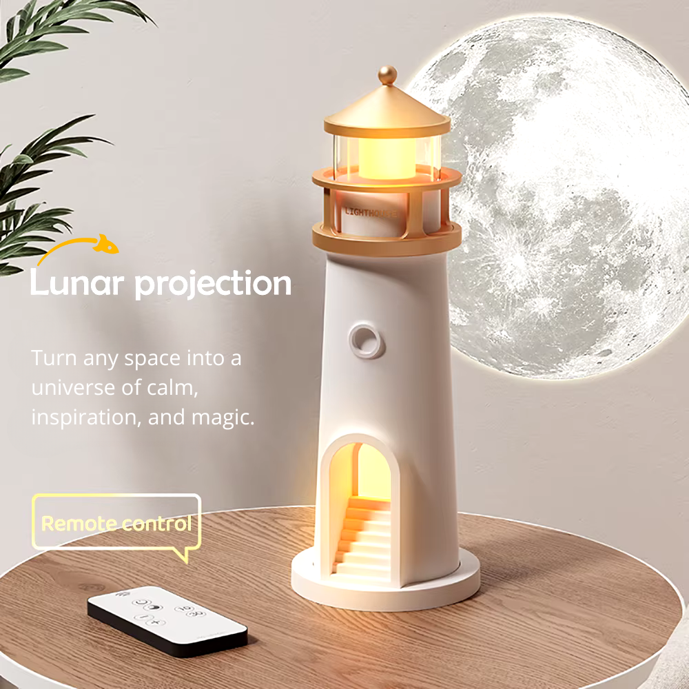 MoonCast™ | Lighthouse Night Light, Moon Projector & Bluetooth Speaker