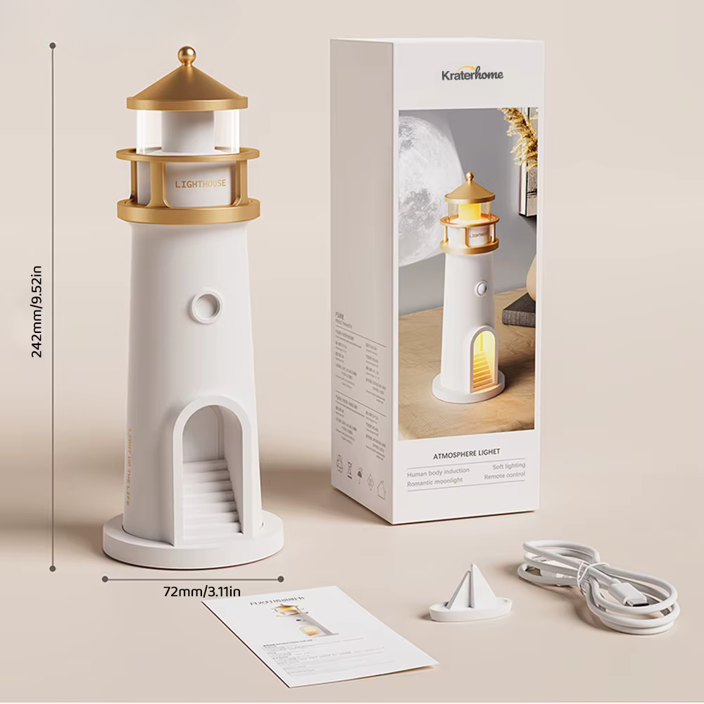 MoonCast™ | Lighthouse Night Light, Moon Projector & Bluetooth Speaker