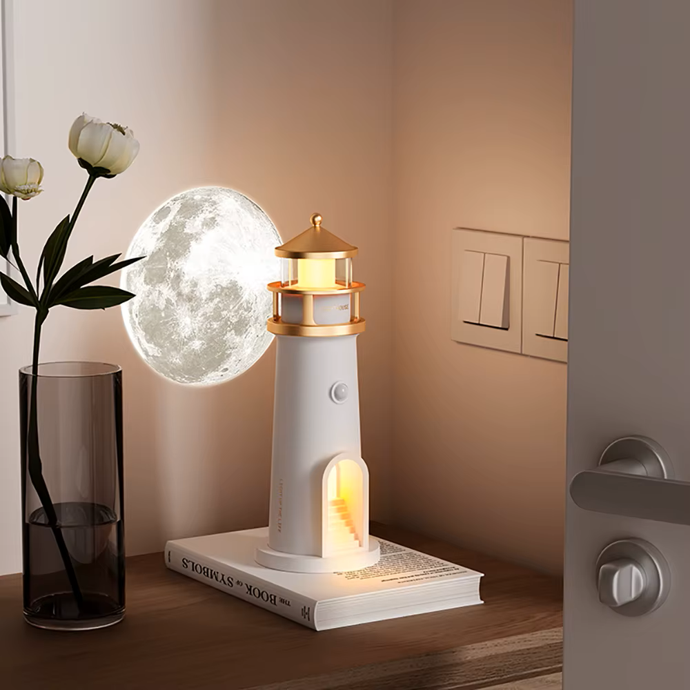 MoonCast™ | Lighthouse Night Light, Moon Projector & Bluetooth Speaker