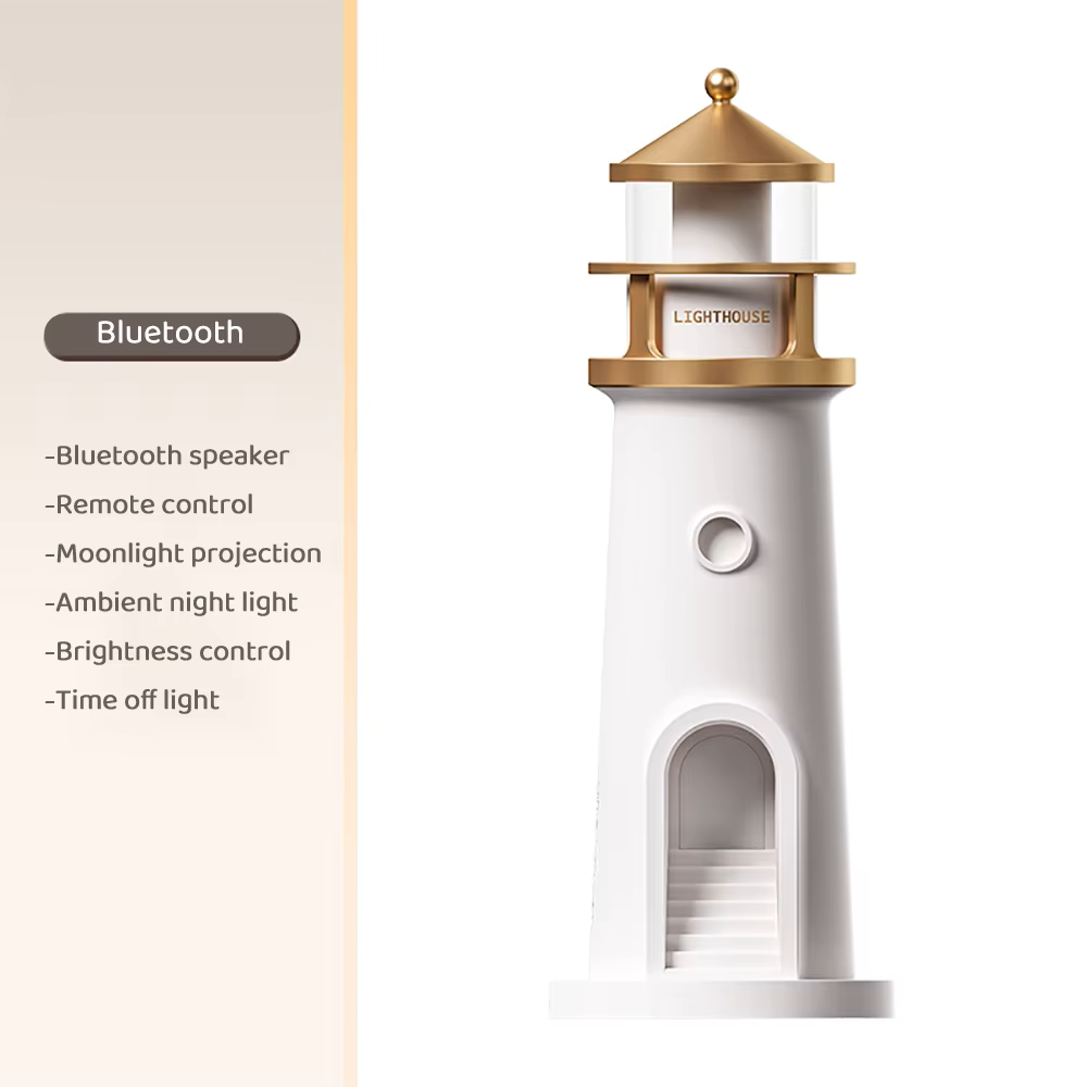 MoonCast™ | Lighthouse Night Light, Moon Projector & Bluetooth Speaker