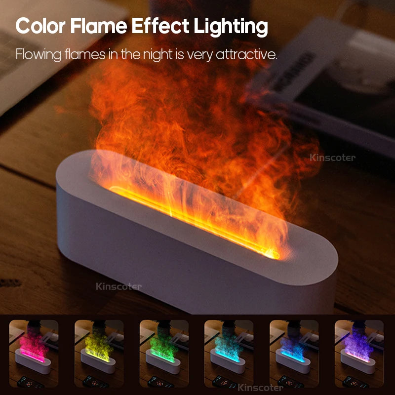 Ultrasonic Humidifier with RGB Firelight & Essential Oil Mist
