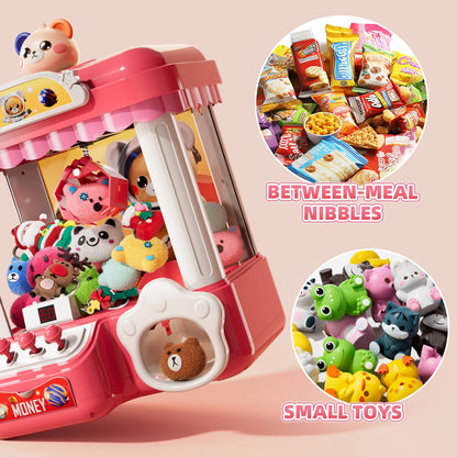 Mini máquina de garra de juguete para niños | Juego de arcade que funciona con monedas, con luces y sonidos para diversión interactiva.