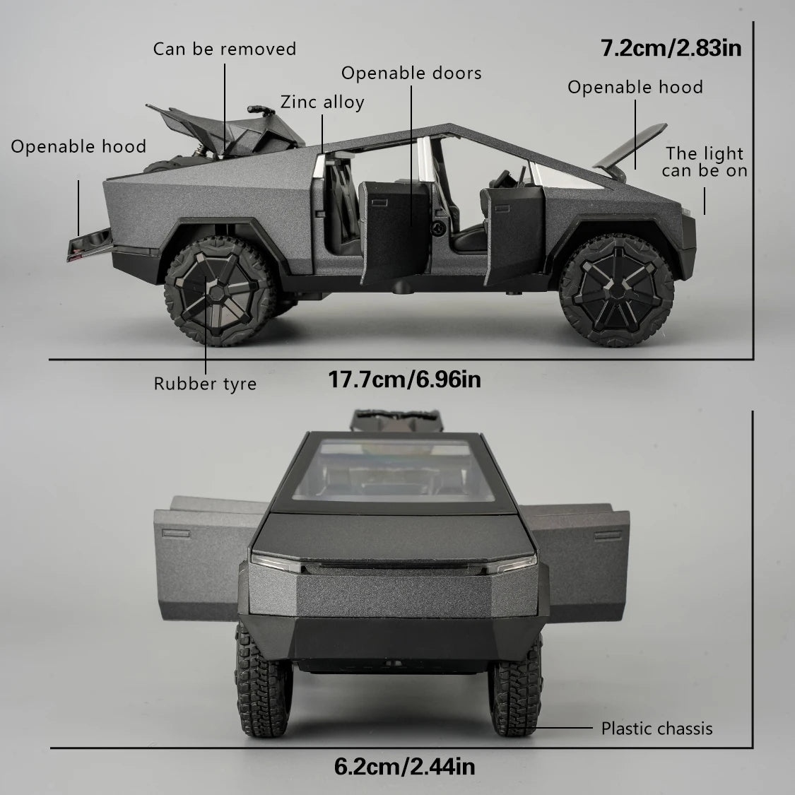 Cybertruck Diecast Toy Car 1:32 | Alloy Model with Lights, Sound & Pull-Back Action for Kids & Collectors.