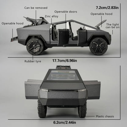 Cybertruck Diecast Toy Car 1:32 | Alloy Model with Lights, Sound & Pull-Back Action for Kids & Collectors.