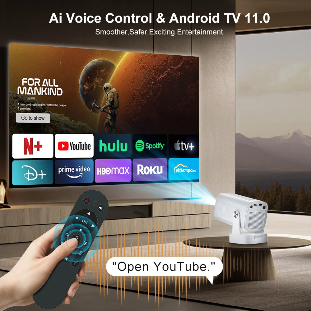Salange HY260 PRO Auto Focus Projector | Native 1080P, 4K Support, 330 ANSI, Android 11, WiFi6, BT5.4 & Voice Remote.