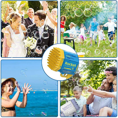 Rocket Bubble Gun 69-Hole | Colorful Light Blower with Rechargeable Battery for Kids Outdoor Fun.