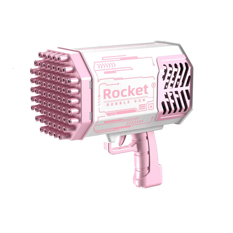 Rocket Bubble Gun 69-Hole | Colorful Light Blower with Rechargeable Battery for Kids Outdoor Fun.